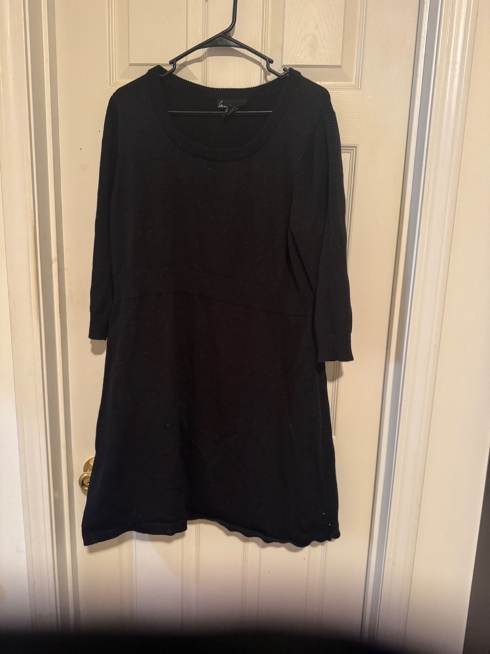 Black Sparkle Knit Scoop Neck Dress